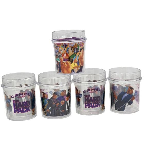 Camel Cigarette Hard Pack Mugs Cups Tumbler Set 5 Thermoserv Joes Place Vintage - Picture 1 of 14